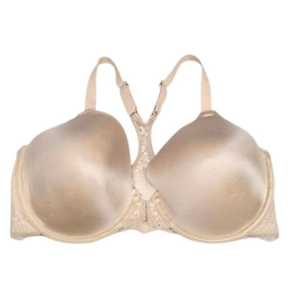 Maidenform Lace Bra One Fab Fit 36DD Lightly Lined Racerback Front Closure Beige - Picture 1 of 10